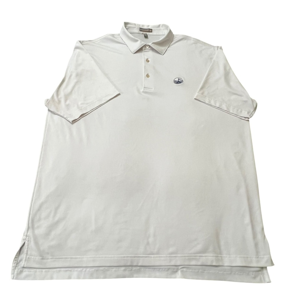 Peter Millar Summer Comfort White Performance Golf Polo Men's XL Nautical Flag